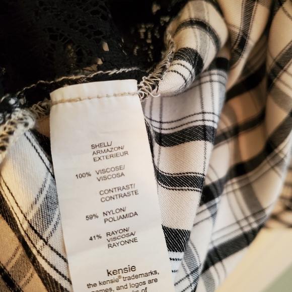 Kensie button up plaid shirt with lace detail back - Picture 5 of 5